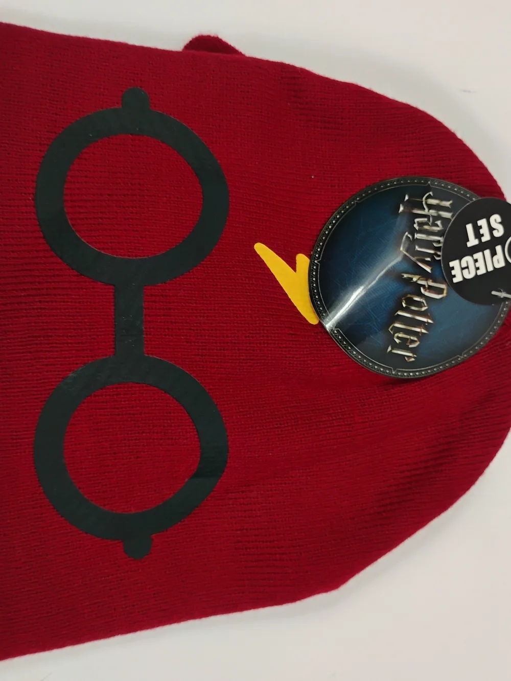 Warner Bros. Red Harry Potter Knit Beanie with Glasses & Lightning Bolt